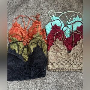 Lace bralette Collection - Black, Orange, Green, Red, Blue, Tan size large
